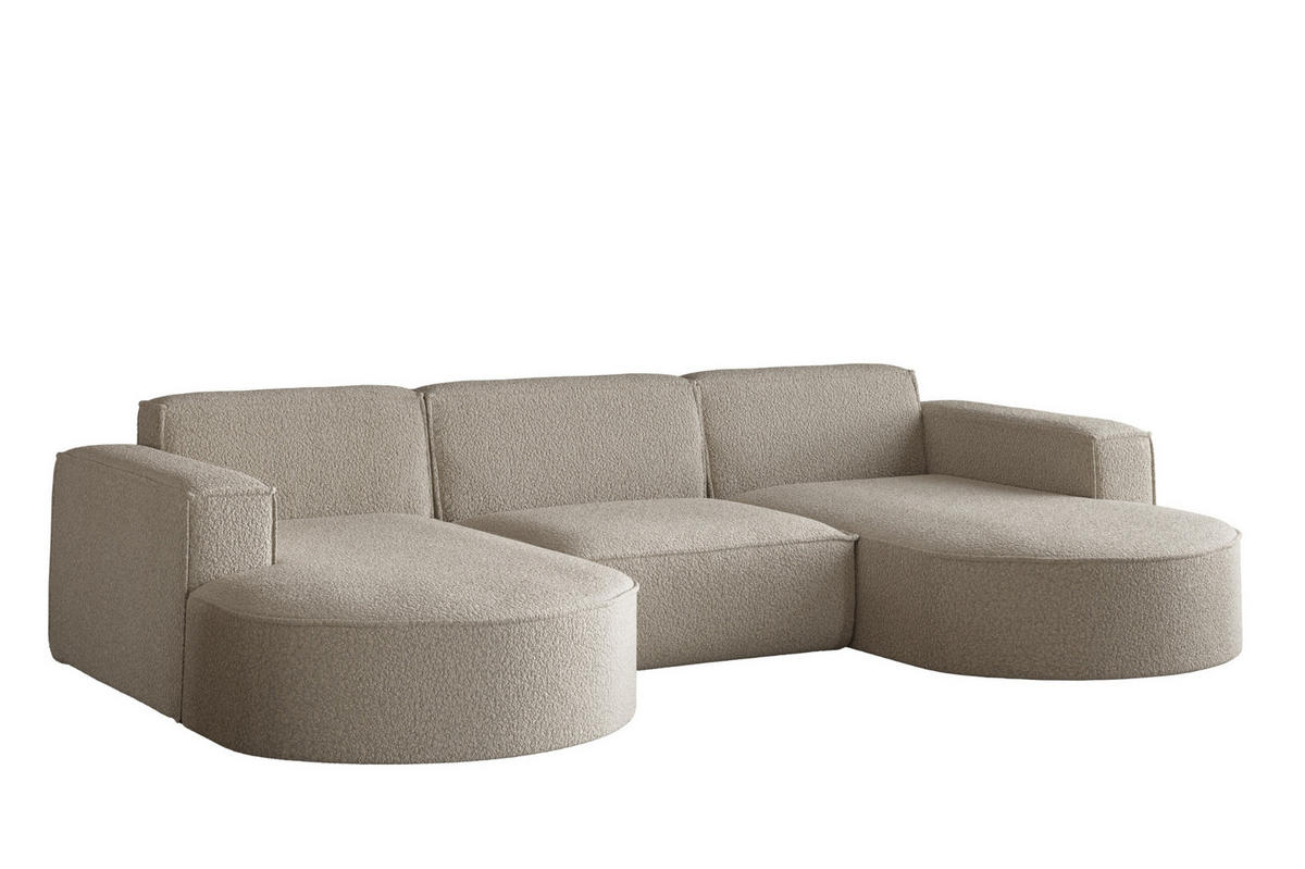 ECKSOFA, Modena U-Form, Stoff Quelle, Dunkelbeige - Greige, Holz (299/165cm) - Kaiser Möbel