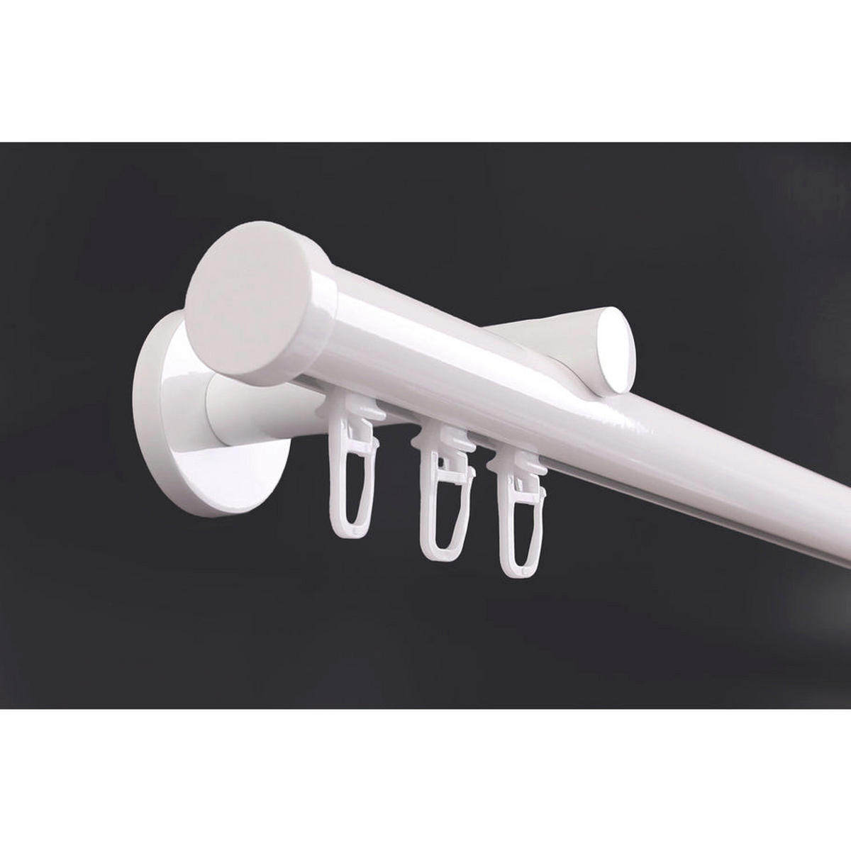 GARDINENSTANGE Innenlauf 1-lauf Kappe - Weiß, Metall (90cm) - Deco-Raum