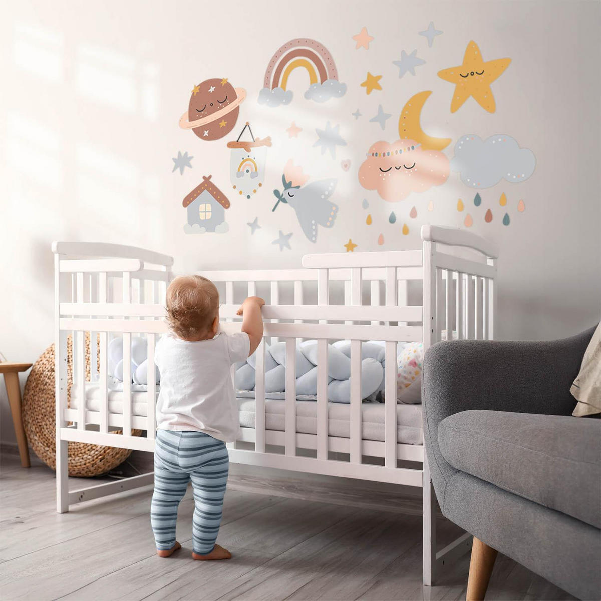 WANDAUFKLEBER 130x215cm - Elemente des Himmels - Multicolor, Kunststoff (130/215/0.1cm) - Wallfluent