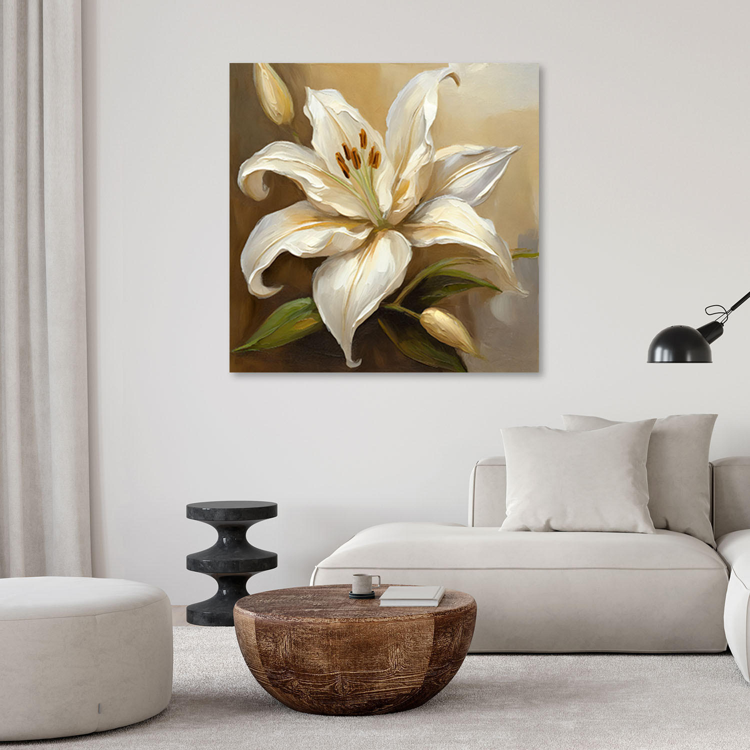 LEINWANDBILD Lilien 3D 50x50cm - Beige, Textil (50/50cm) - Feeby