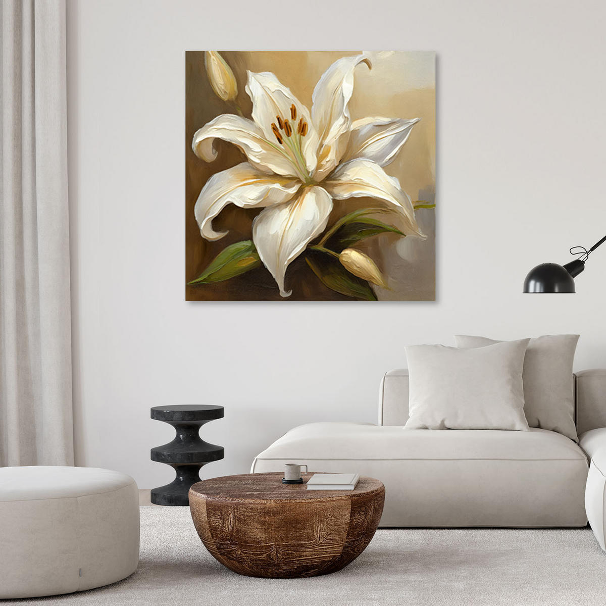 LEINWANDBILD Lilien 3D - Beige, Textil (50/50cm) - Feeby