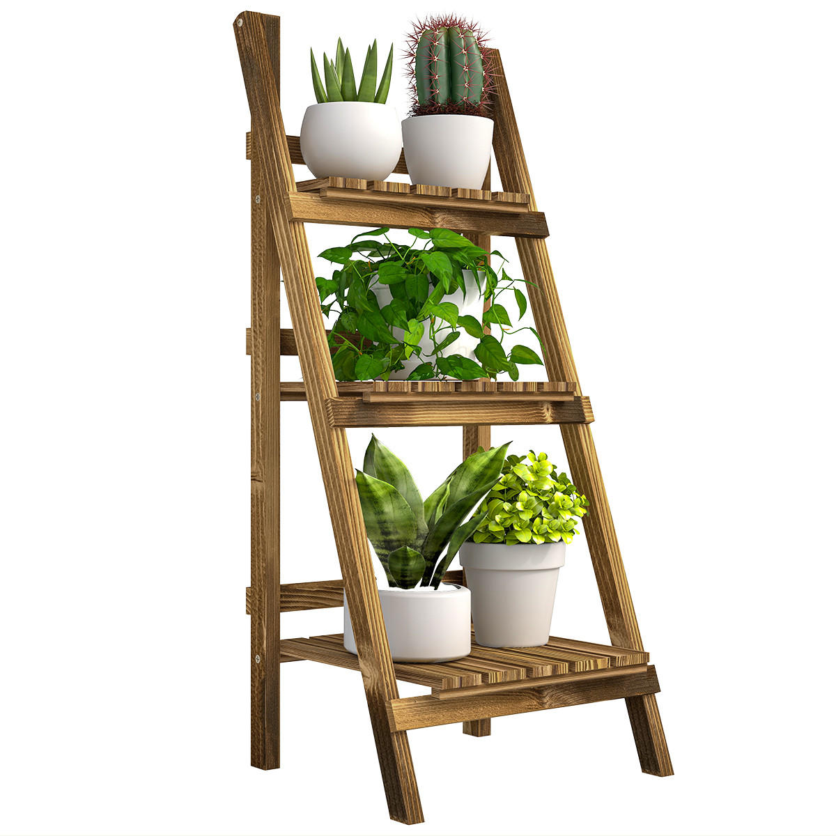PFLANZENSTÄNDER DE-05319 3 Etagen, klappbar, Holz Dunkelbraun - Braun, Holz (40/37/93cm) - ComfortXL
