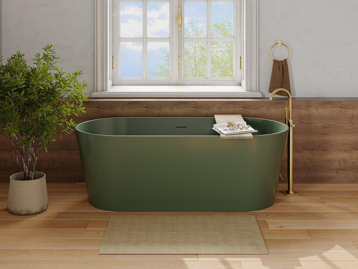 BADEWANNE - 159 cm x 74 cm - Acryl - Khaki - Schlammfarben, Kunststoff (159/56/74cm) - Vente-Unique