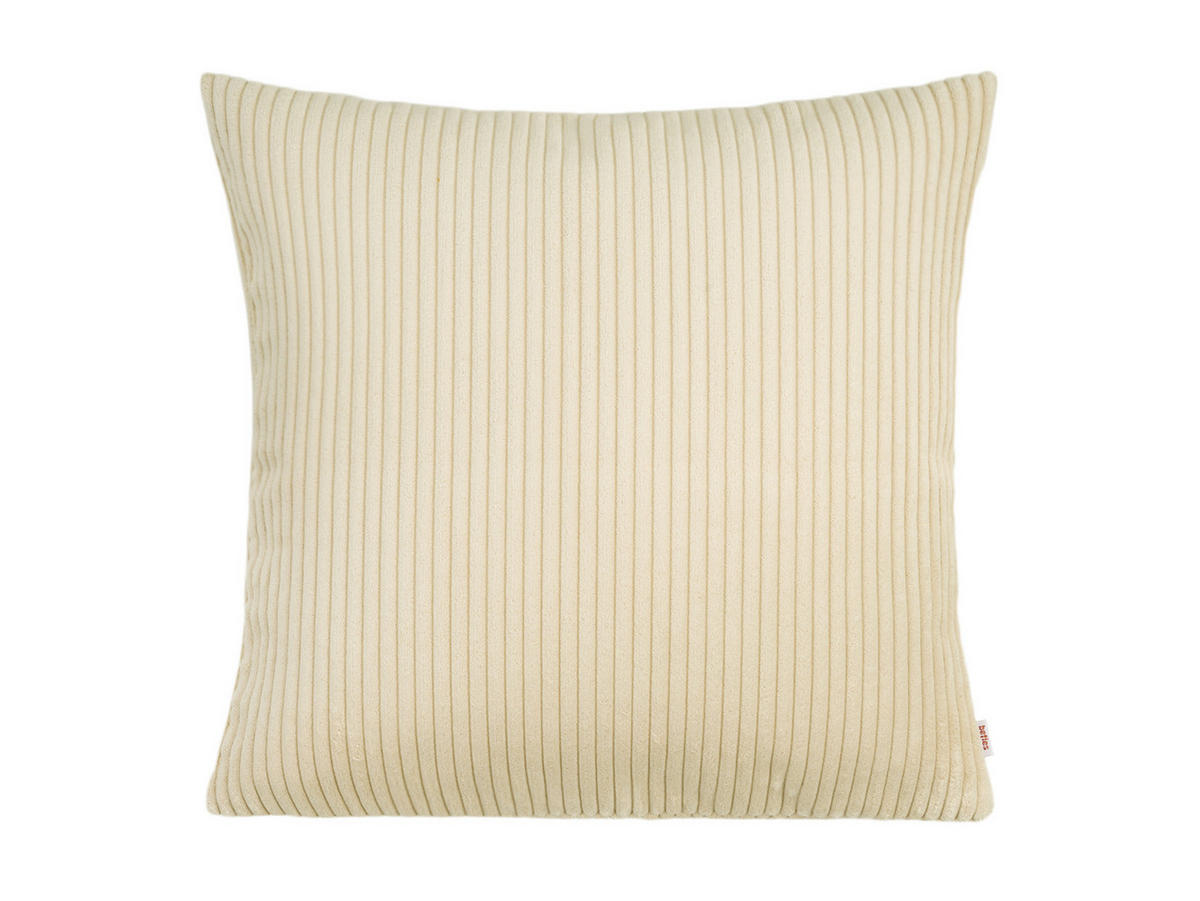 KISSENHÜLLE HYggelig No.2 Block Cord-Samt kreide-beige 50/50 cm - Ecru, Textil (50/50cm) - beties Heimtextil