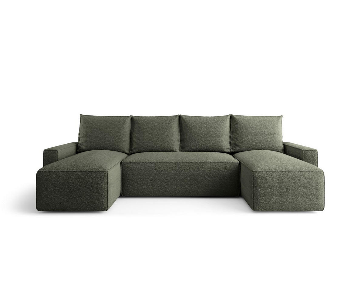 WOHNLANDSCHAFT mit Schlaffunktion SAVIO U Quelle 37 - Dunkelgrün, Textil (300/75/140cm) - Bedante