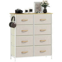KOMMODE 30/86/94,5 cm mit 8 Stoffschubladen, Seitentaschen und Haken, Stahlgestell, Beige - Beige, Metall (86/94.5/30cm) - Redom