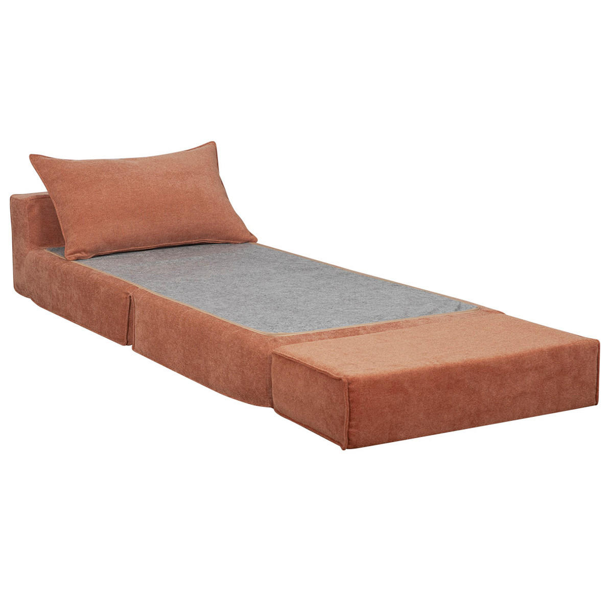 SCHLAFSESSEL Terracotta Stoff Samteffekt 1-Sitzer VICTOR - Terracotta, Textil (95/64/70cm) - Miliboo