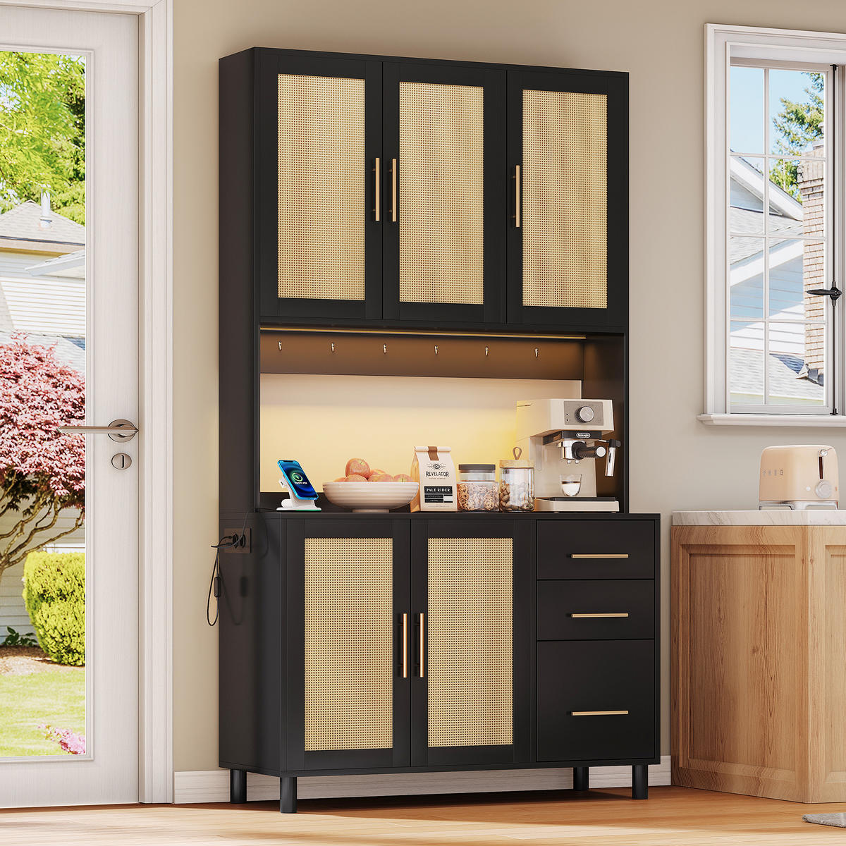 BUFFET Schwarz 100/40/183 cm - Schwarz, Holz (100/183/40cm) - PANGIVO