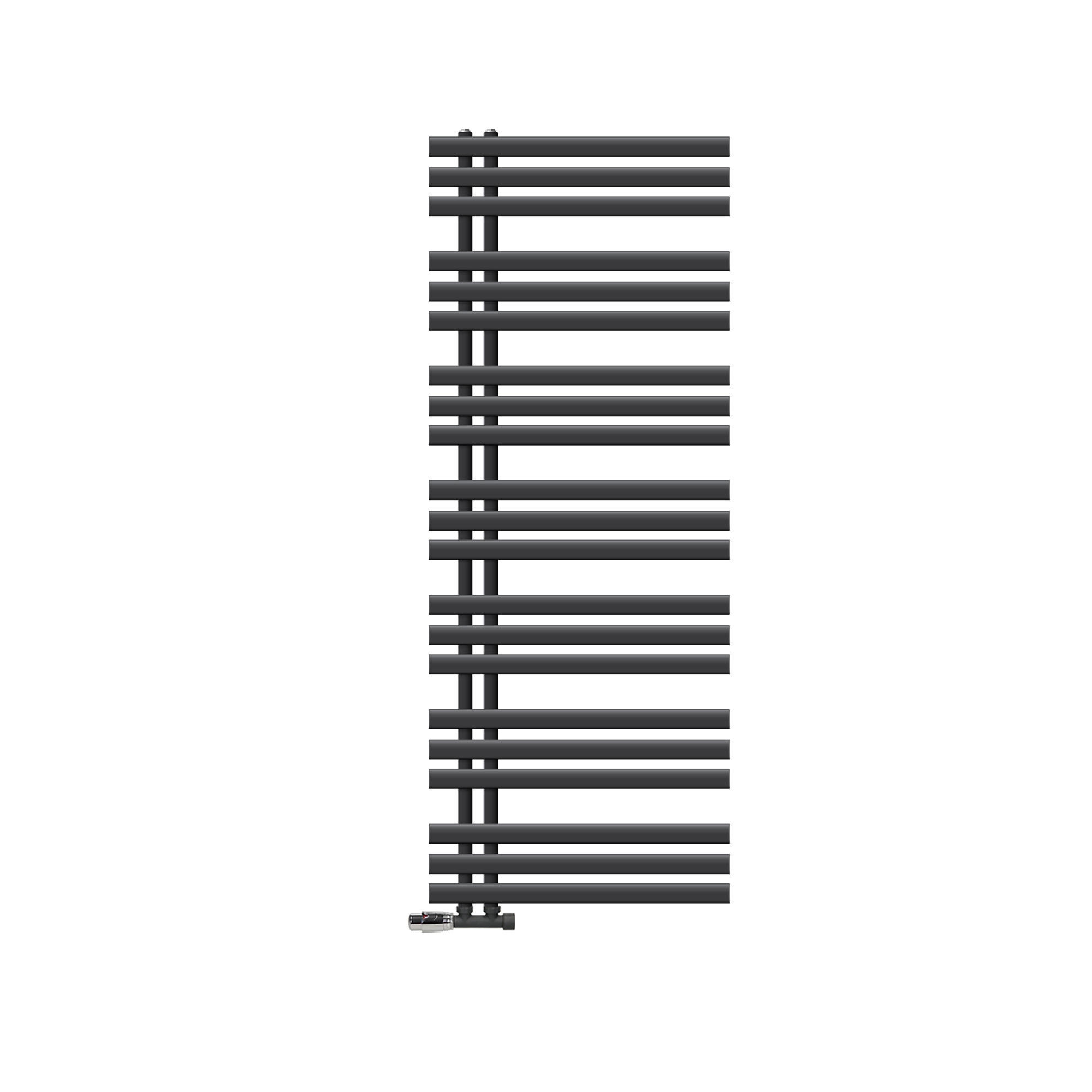 BADHEIZKÖRPER Iron EM 600x1600 mm Anthrazit mit Ventil Eckform - Anthrazit, Metall (60/160/3cm) - LuxeBath