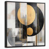 LEINWAND Bilder mit Rahmen - Abstrakt - Gold - Silber - Formen - Ästhetisch - Modern - 50x50 - Goldfarben, Textil (50/50cm) - MuchoWow