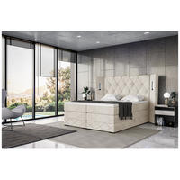 BOXSPRINGBETT Manuel - Creme/Schwarz, Holzwerkstoff/Textil (140/200cm) - Meblini