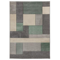 TEPPICH geometrisch 3D-Effekt handgearbeitet NIDD CLARA, Grün-Grau 160x230 cm - Grün, Textil (160/230cm) - KADIMA DESIGN