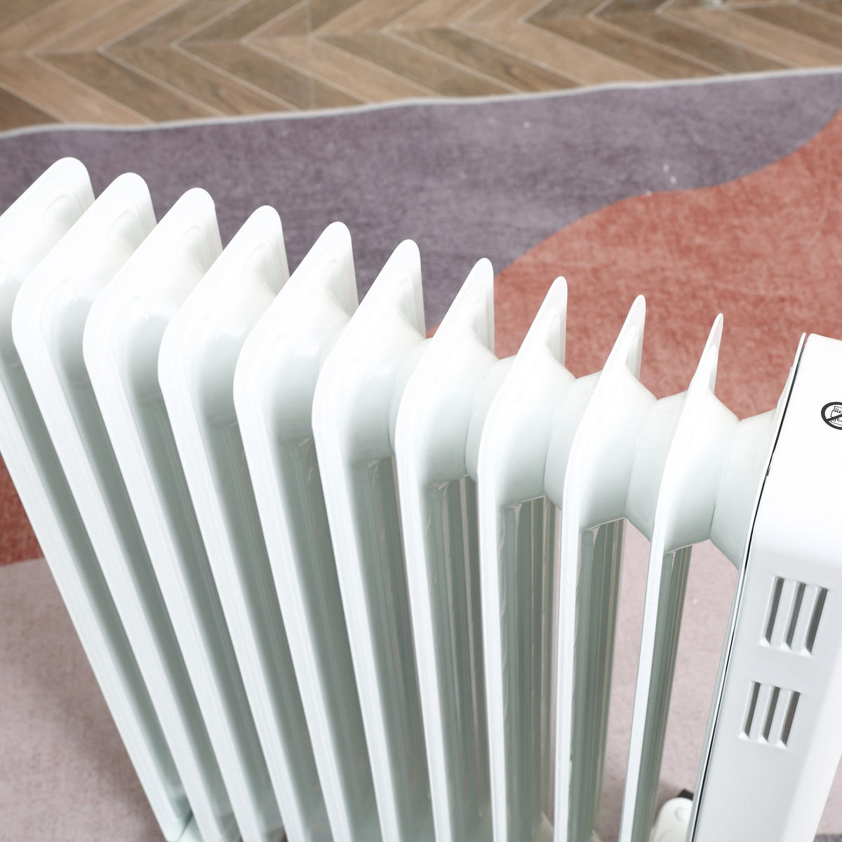 ÖLRADIATOR tragbar elektrisch Heizkörper 11 Heizplatten mit Rollen Weiß Stahl - Weiß, Kunststoff/Metall (24/63/50.5cm) - HOMCOM