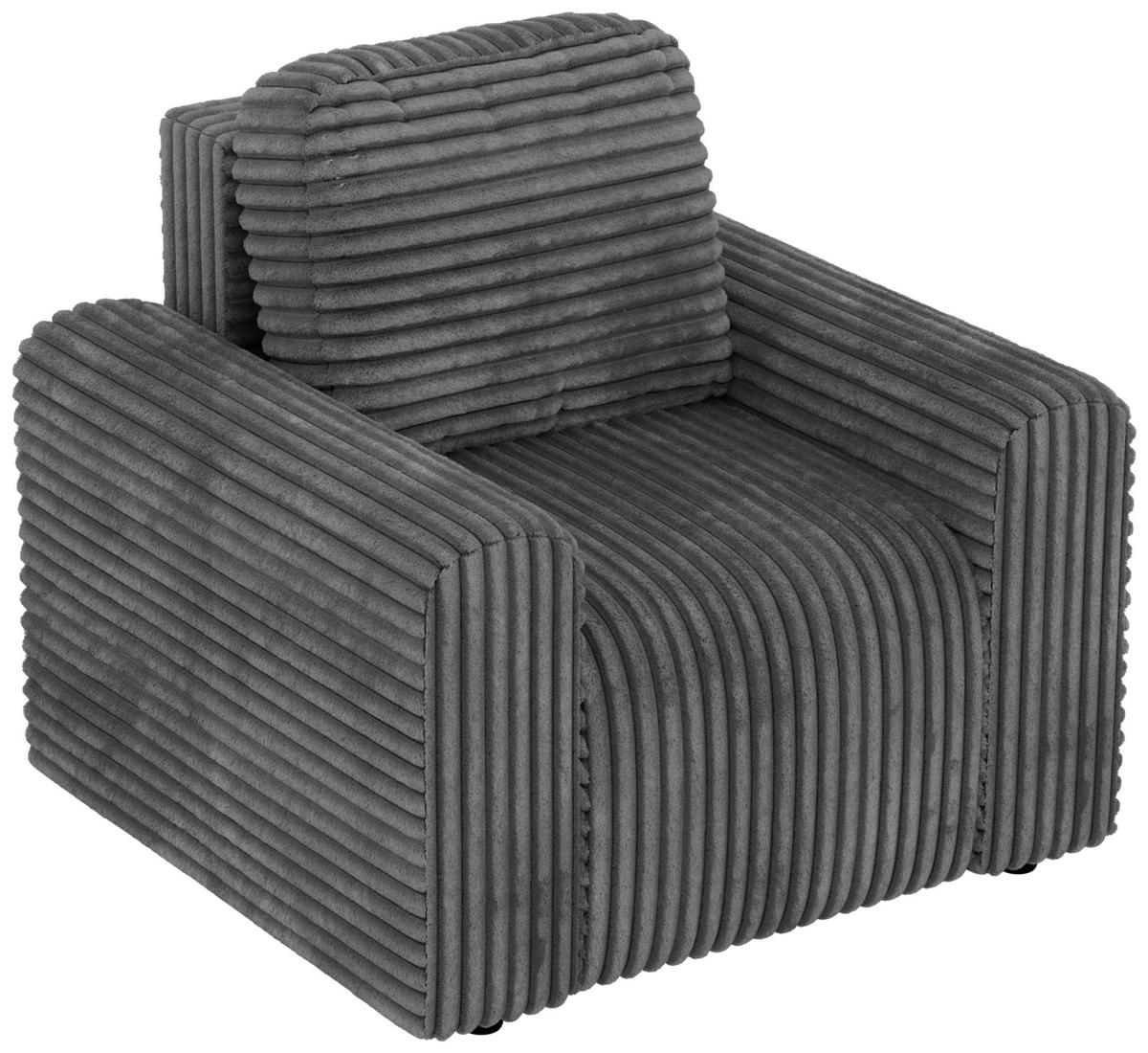 SESSEL NESSARO - Grau Cord - Schwarz/Grau, Kunststoff/Textil (96/94/90cm) - MKS