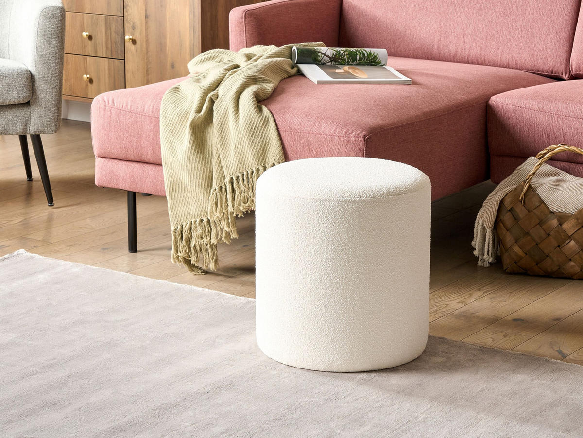 POUF Moab 39/39/41 cm - Weiß, Textil (39/41/39cm) - Beliani