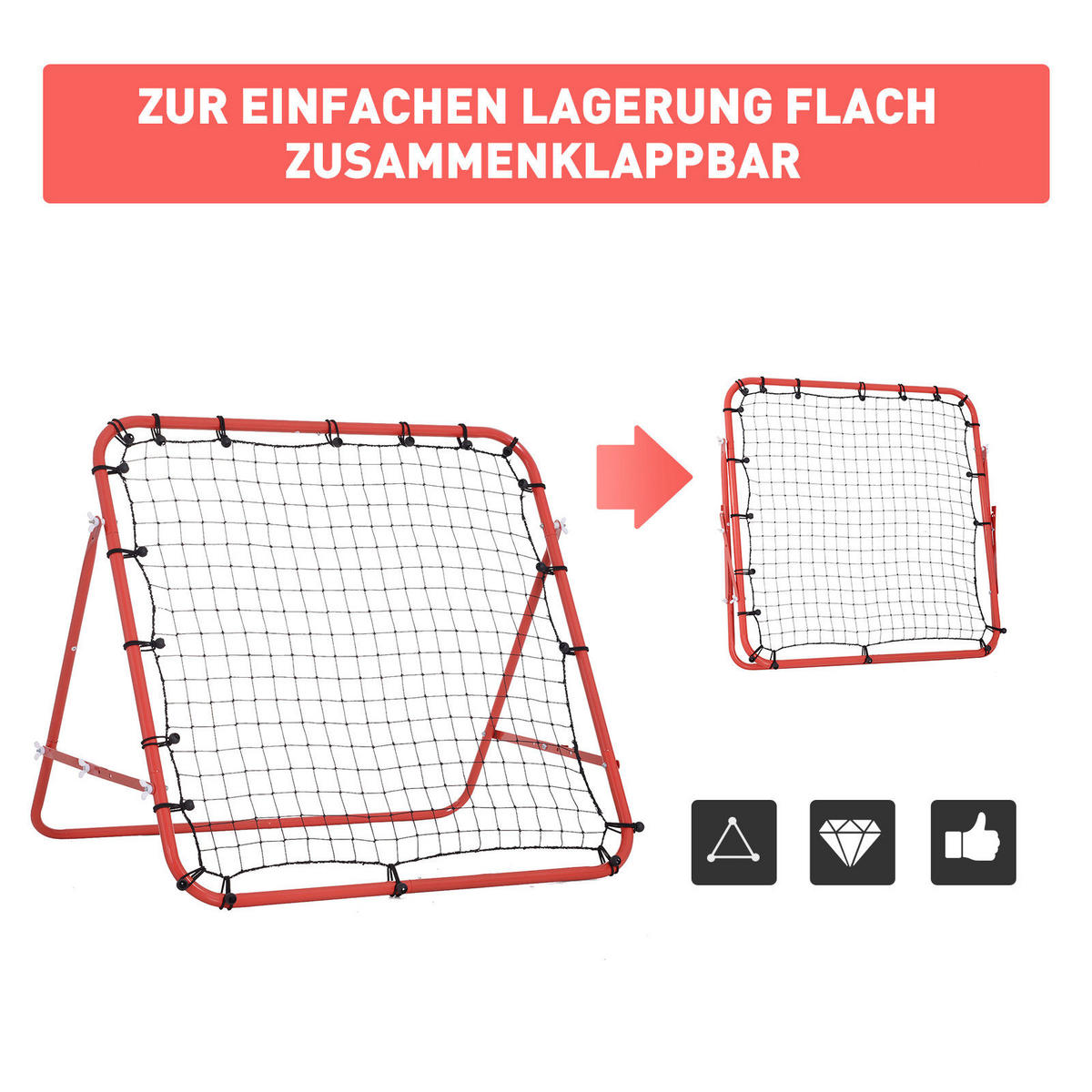 REBOUNDER, PE, Rot/Schwarz, 96L x 80B x 96H cm - Rot/Schwarz, Metall (80/96cm) - HOMCOM