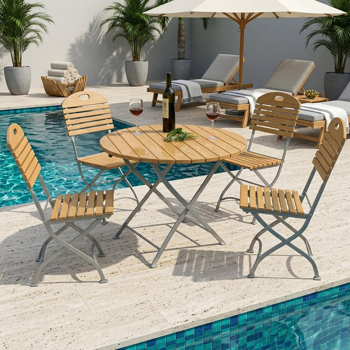 SITZGRUPPE Bad Belzig 5-teilig - Garten Set für 4 Personen - Gartensitzgruppe - Flachstahl verzinkt - Robinie - Grau, Holz - TPFGarden