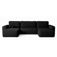 ECKSOFA Schwarz U ILO Mit Bettkasten Und Schlaffunktion - Schwarz, Textil (374/177cm) - Sepro Meble