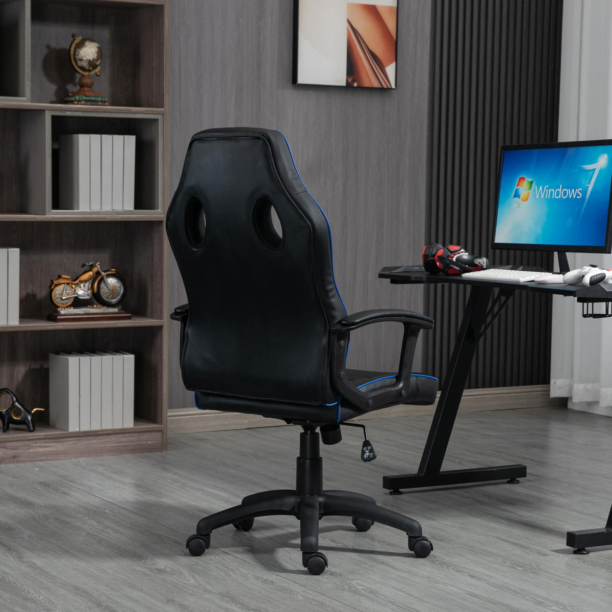 GAMINGSTUHL Kinder Schwarz/Blau - Blau, Kunststoff (63/107/66cm) - SVITA