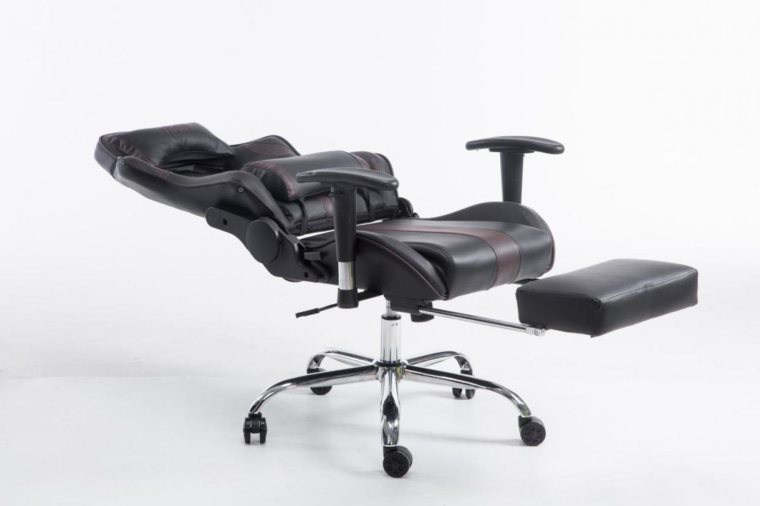 CHEFSESSEL Lederlook schwarz/braun - Schwarz/Braun, Textil/Metall (70/125/58cm) - CLP