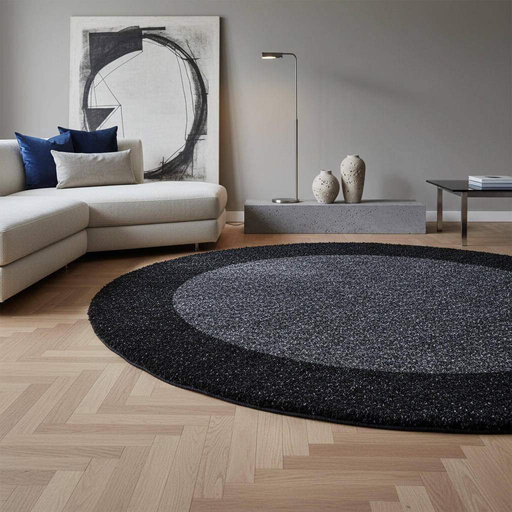 Thumbnail - Kadima Design Teppich, Anthrazit, Textil, Rund, 120x120 cm, pflegeleicht, Teppiche & Böden, Teppiche, Hochflorteppiche &...