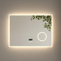 BADSPIEGEL mit 3-Tasten-Bluetooth Beleuchtung mit Integriertem Schminkspiegel 80/60 cm - Weiß, Glas (60/3.5/80cm) - EMKE