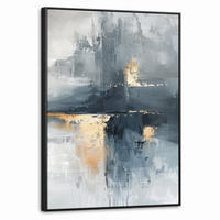 LEINWAND Bilder mit Rahmen - Kunst - Grau - Gold - Abstrakt - 50x70 - Dunkelgrau, Textil (50/70cm) - MuchoWow