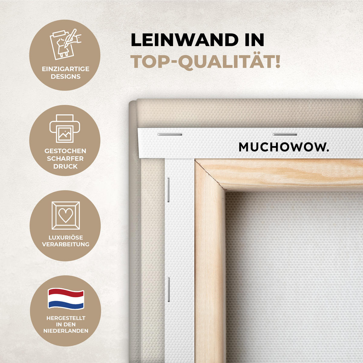 LEINWANDBILD Beige - Natur - Abstrakt - Modern 20x20 cm - Beige, Textil (20/20cm) - MuchoWow