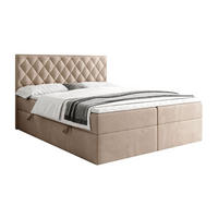 BOXBETT INEZ mit Bettkasten mit Topper 180x200 cm Royal Velvet 170 - Beige, Textil - Lookway