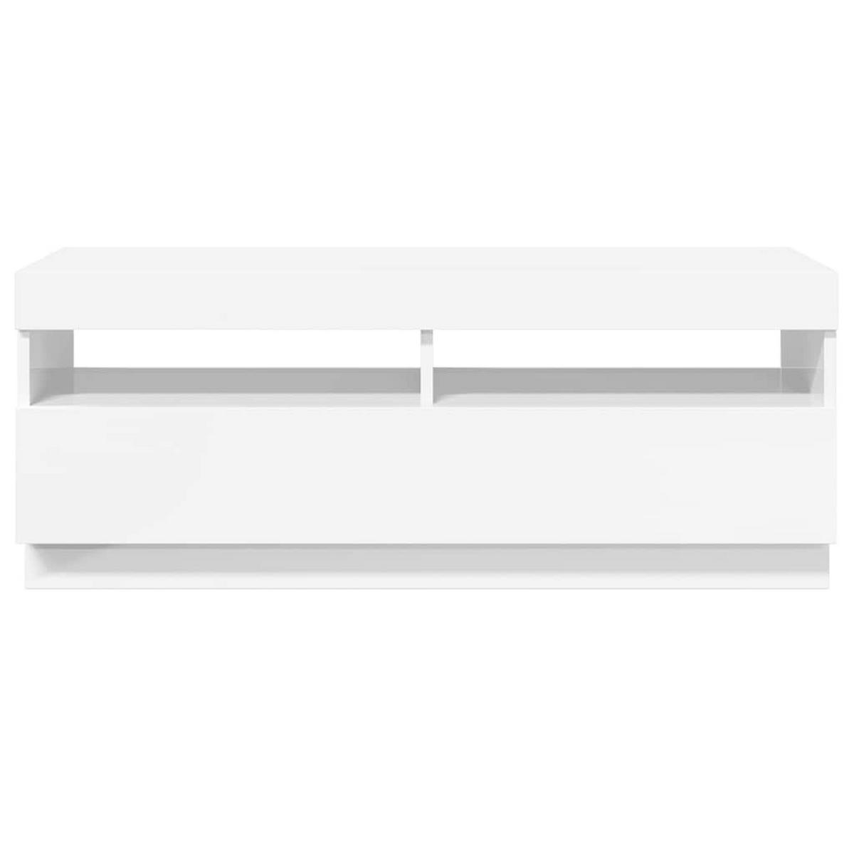 TV-SCHRANK Mit Led-Leuchten Hochglanz-Weiß 100/35/40 Cm - Weiß, Holz (100/40/35cm) - vidaXL