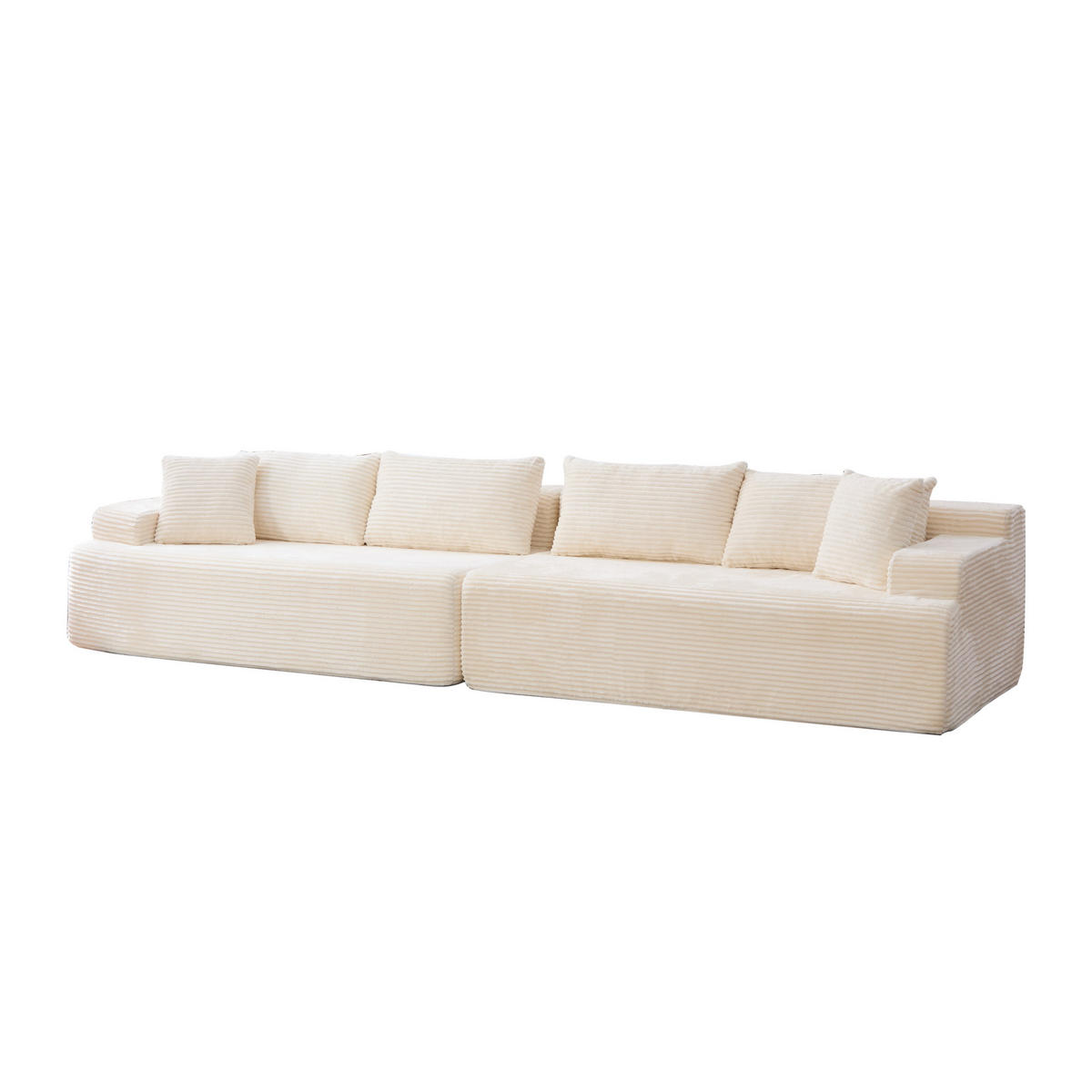 SOFAELEMENT 334/99/74.5 cm Beige Chenille mit 30D hochelastischem Schaumstoff und rutschfestem Bode - Beige, Textil (99/74.5/344cm) - Oxeza