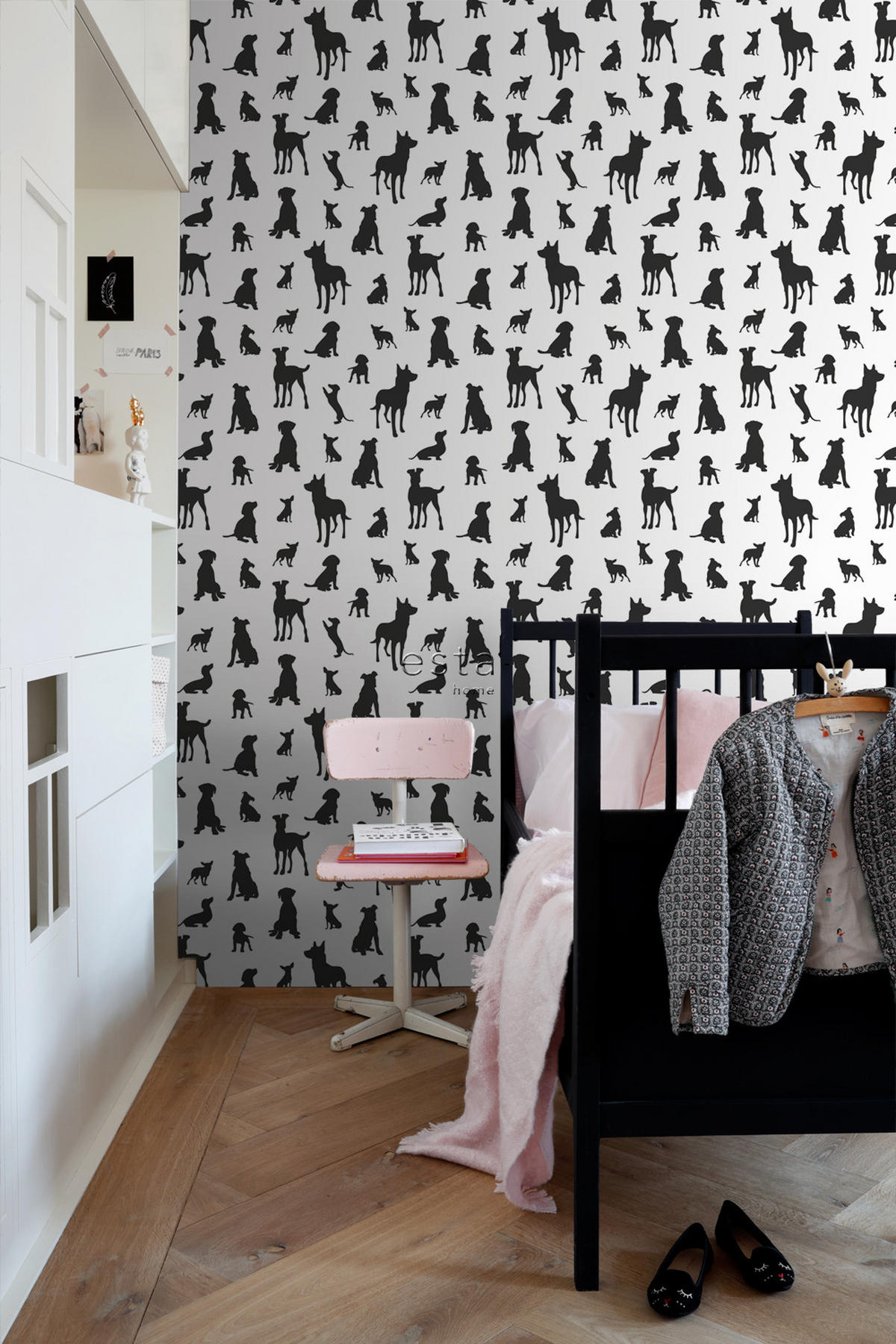 TAPETE Hunde 50 x 900 cm - Schwarz, Papier (50/0.1cm) - ESTAhome