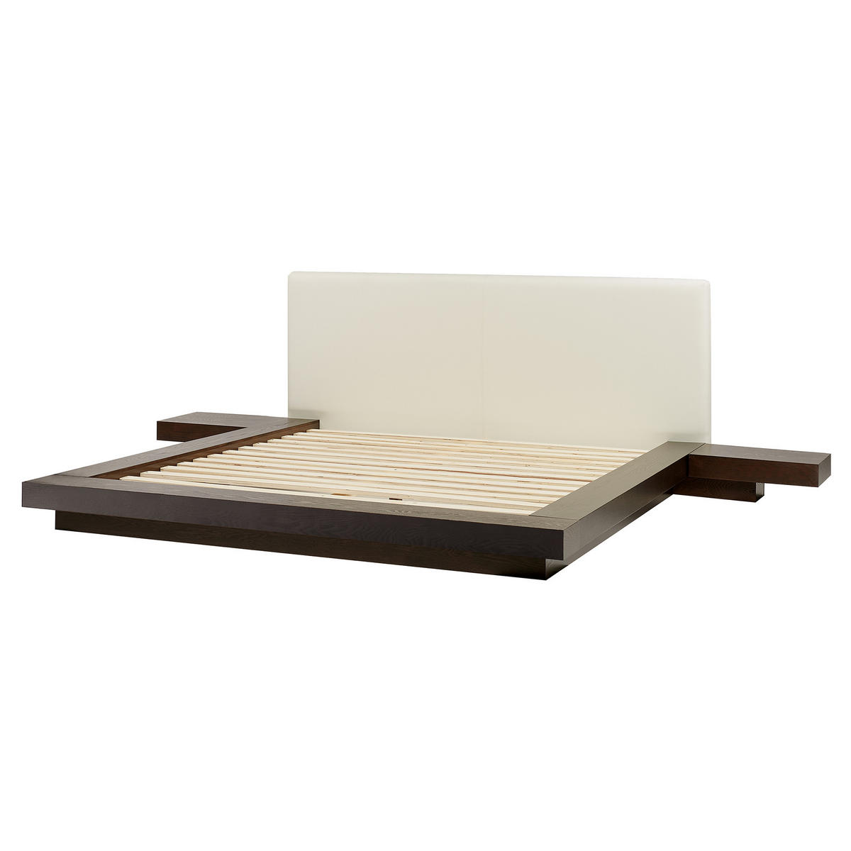 BETT mit LED 160/200 cm Dunkler Holzfarbton Zen - Dunkelbraun, Holzwerkstoff (160/200cm) - Beliani