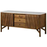 SIDEBOARD Mango 140x45x65 braun geölt / echter Marmor LOS ANGELES #08 - Braun, Holz (140/65/45cm) - Massivmoebel24