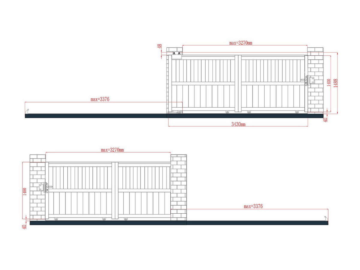 SCHIEBETOR - 327cm x 4.5cm - Aluminium - anthrazitgrau - TARNOS II - Anthrazit, Metall (327/140cm) - Vente-Unique