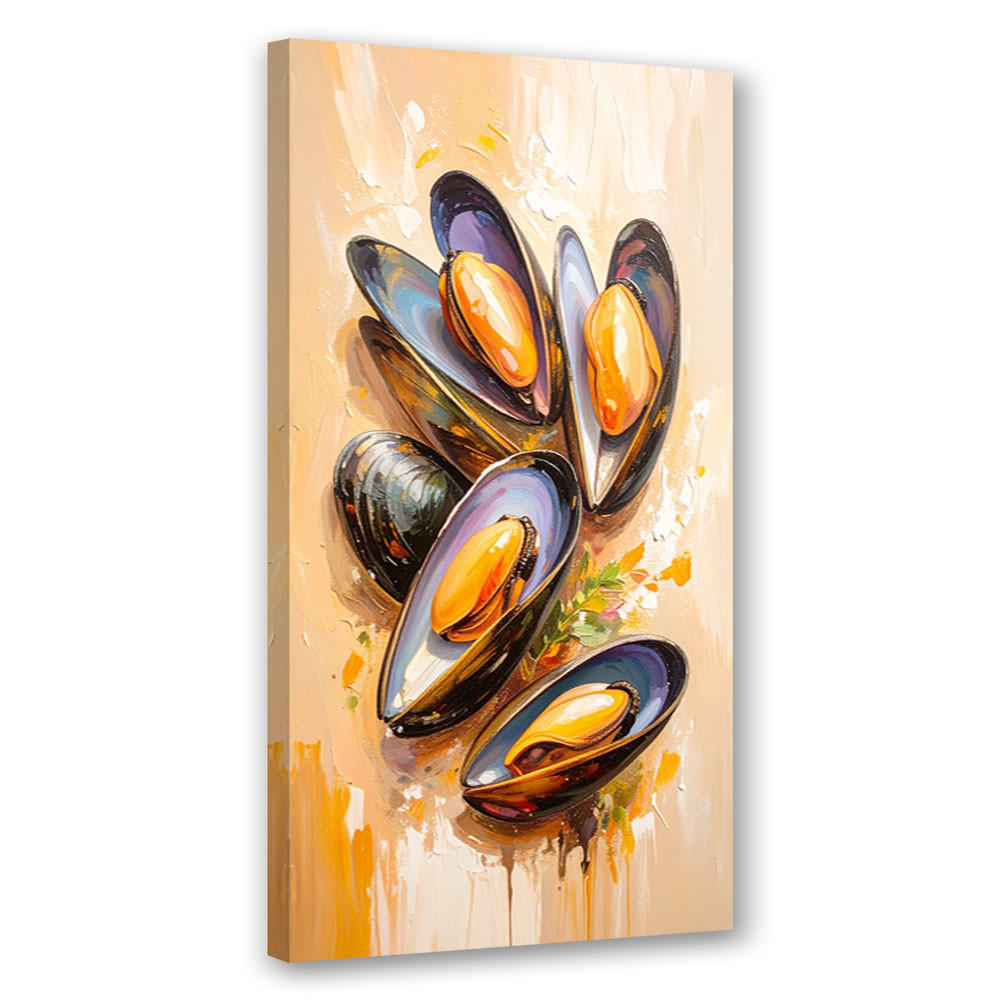 LEINWANDBILD Muscheln Meeresfrüchte Sushi 40x80cm - Beige, Textil (40/80cm) - Feeby