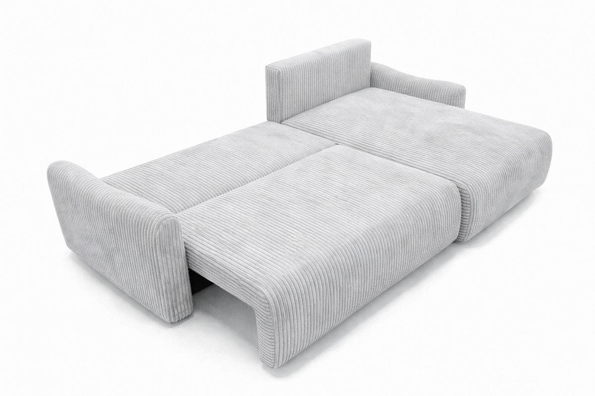ECKSOFA Mit Schlaffunktion, Cordstoff Poso, Hellgrau, Rechts, JAPANDI - Hellgrau, Holz (262/145cm) - Kaiser Möbel