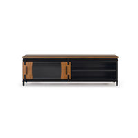 TV-SCHRANK aus Mangoholz und Metall - Schwarz, Holz (160/50/40cm) - Giner y Colomer