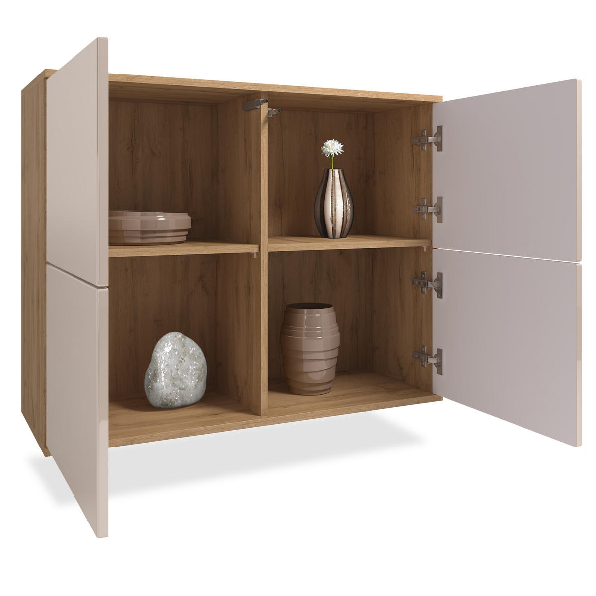 KOMMODE Rova Schwarz Hochglanz - Schwarz Hochglanz, Holzwerkstoff (92.5/73.5/35cm) - Vladon