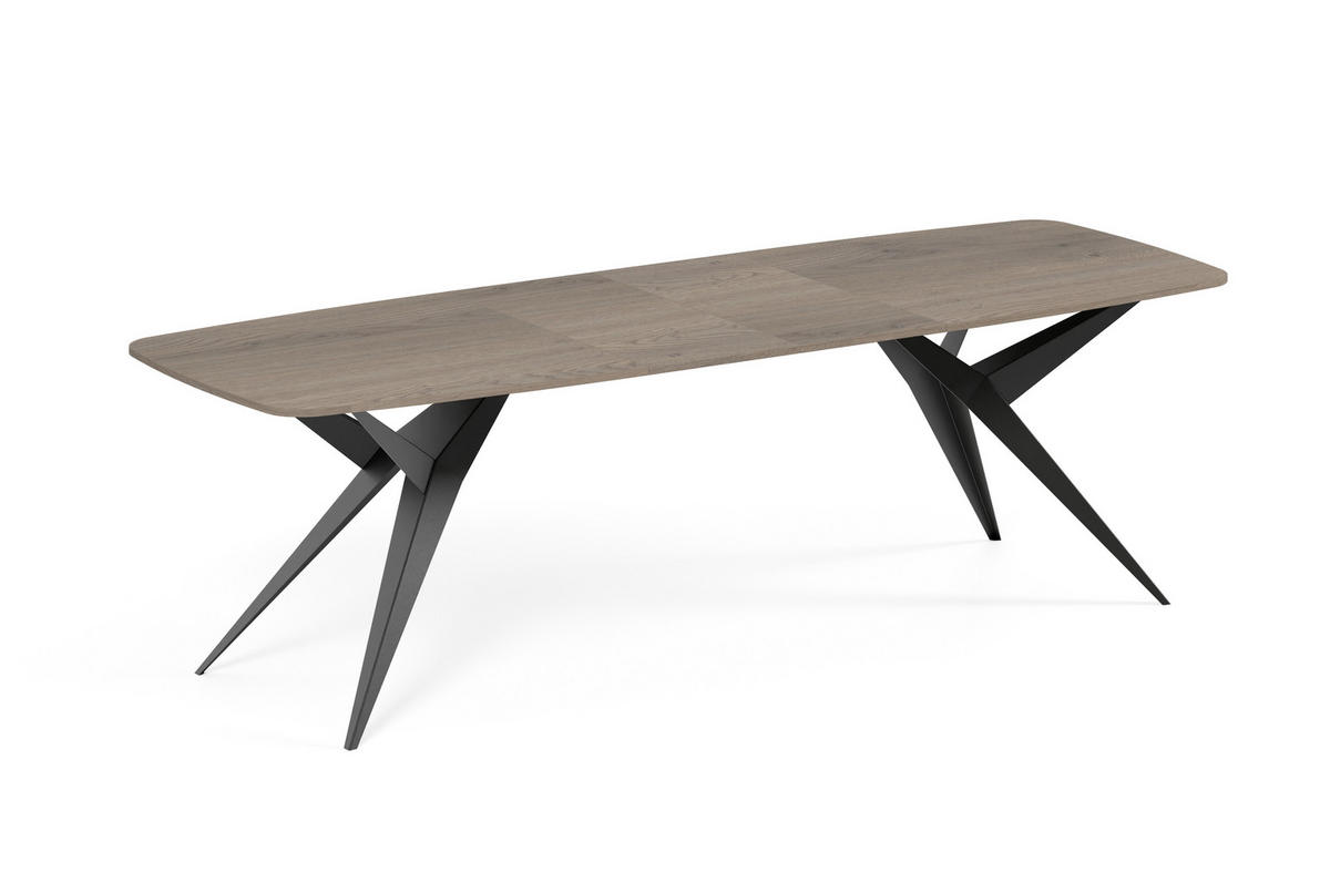 ESSTISCH AXIS - Sandfarben/Schwarz, Holzwerkstoff/Metall (90/180/76cm) - Meblini