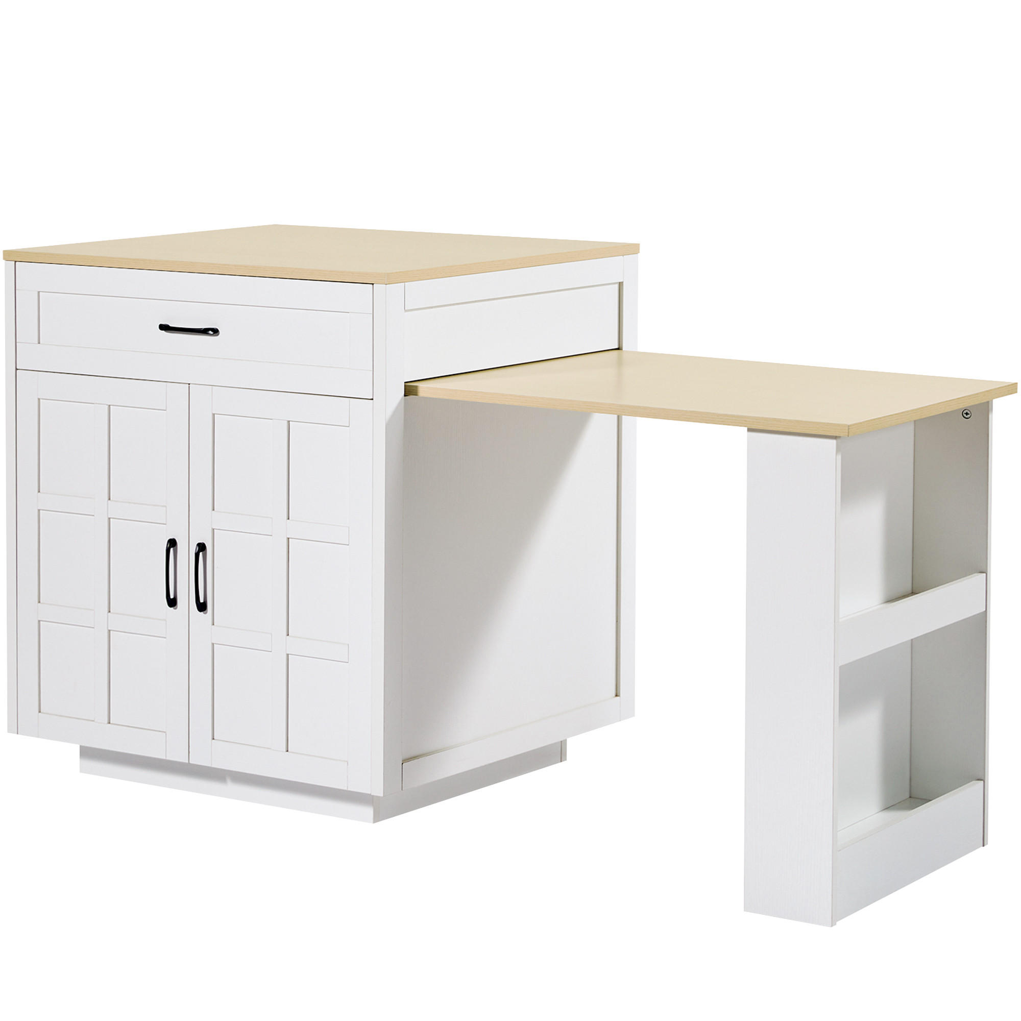 BARTISCH AUSZIEHBAR Stauraum 2 Schubladen 4 Fächer Weiß - Weiß, Holzwerkstoff (133/93.5/70cm) - FLIEKS