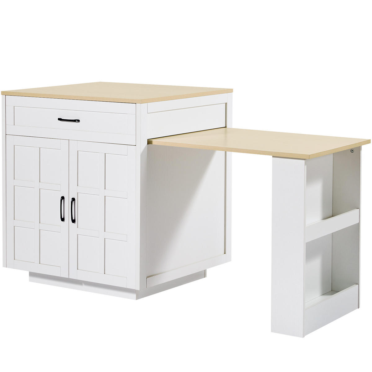 STEHTISCH/BARTISCH 133-202/70/93,5 cm in Weiß, ausziehbar mit Stauraum - Weiß, Holzwerkstoff (133/70/93.5cm) - BEAOK