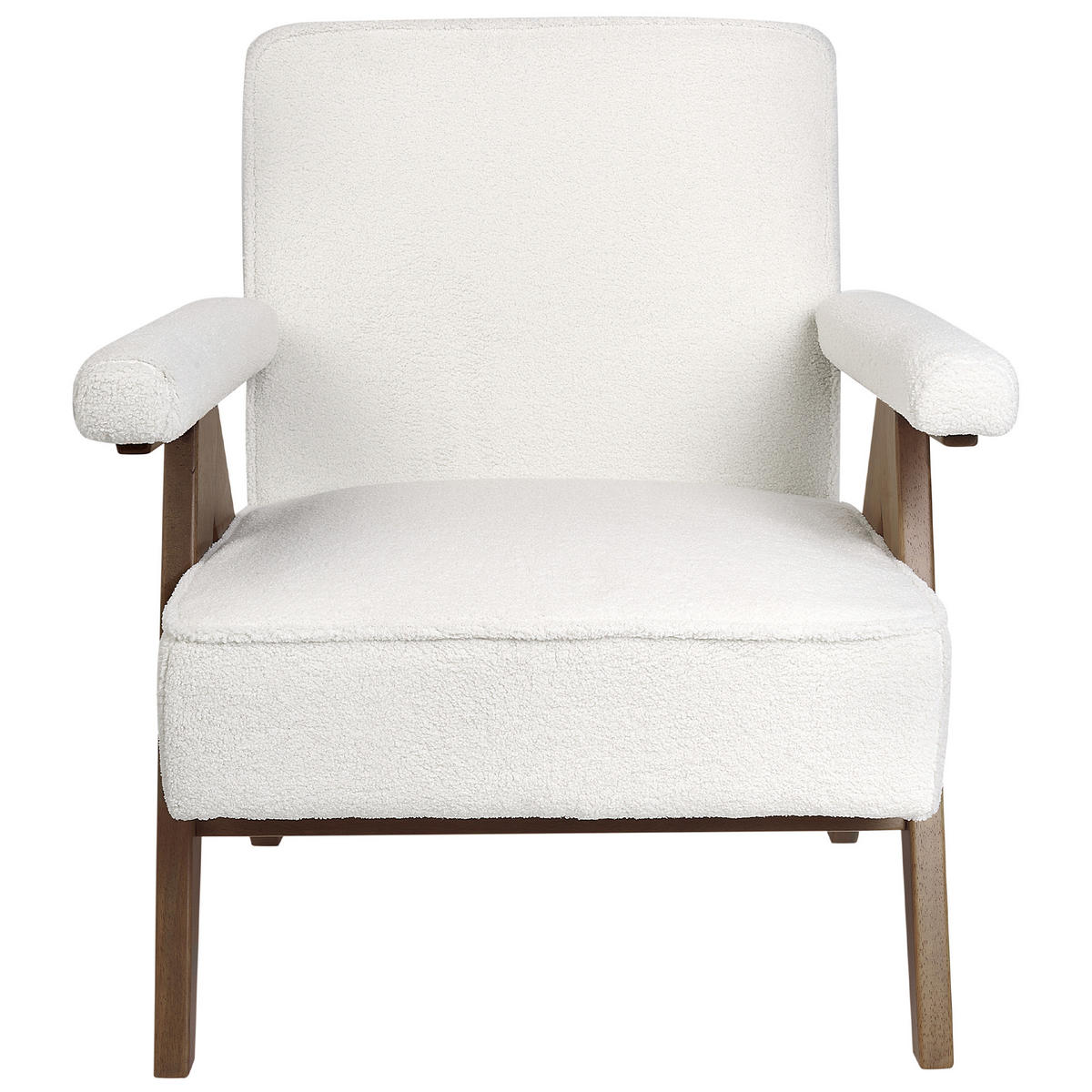 SESSEL Bouclé Cremeweiß Evje - Dunkelbraun/Weiß, Textil (65/81/57cm) - Beliani