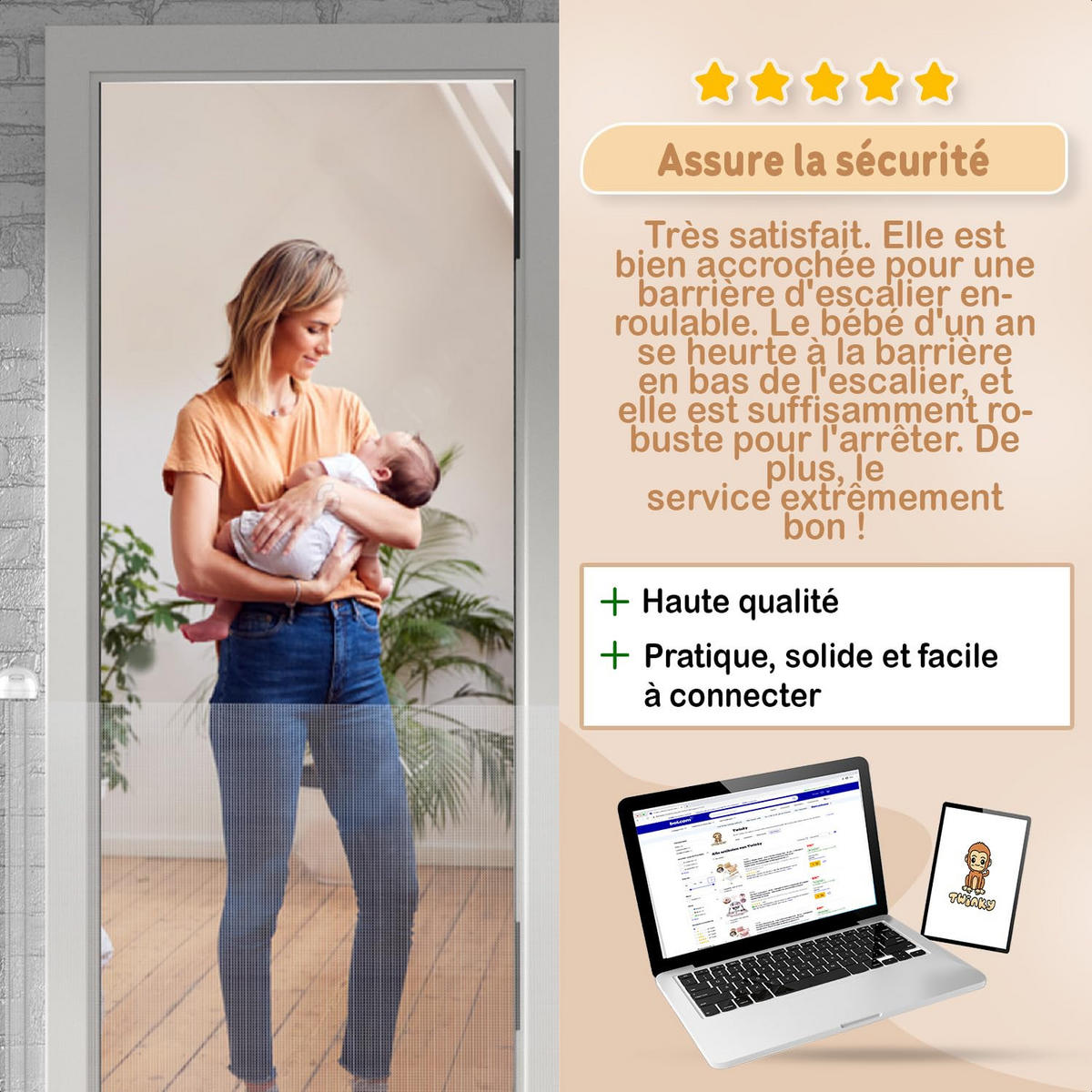 TREPPENSCHUTZGITTER Rollbares Türgitter 80 x 130 cm Weiß - Weiß, Kunststoff (130/4cm) - Twinky