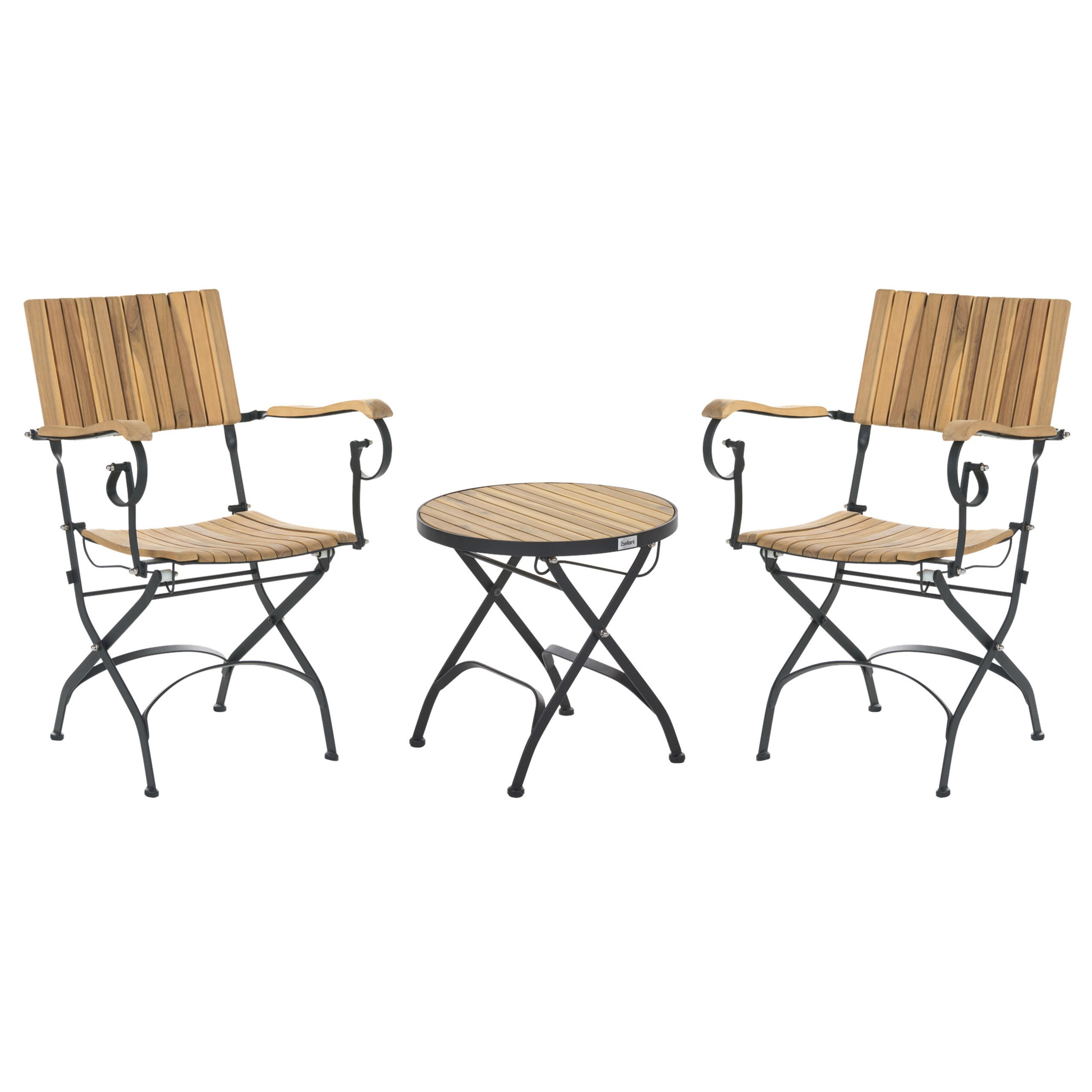 BISTRO-SET klappbar Akazienholz Hellbraun Lascari - Hellbraun, Holz - Beliani