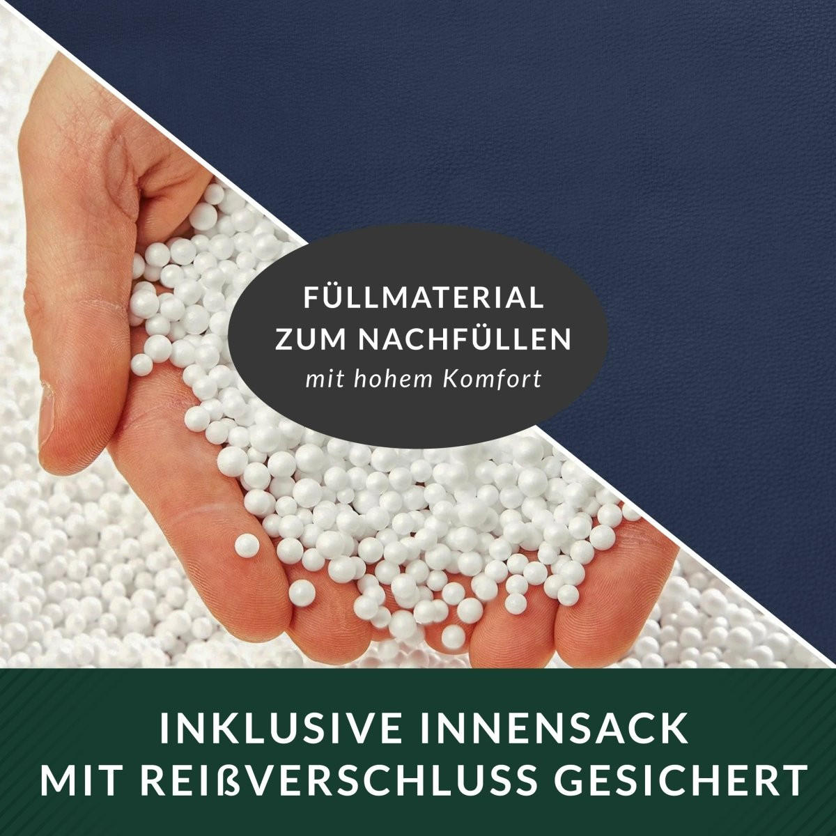 INDOOR SITZSACK Scoop Kunstleder - Dunkelblau, Textil (90/70/70cm) - Green Bean