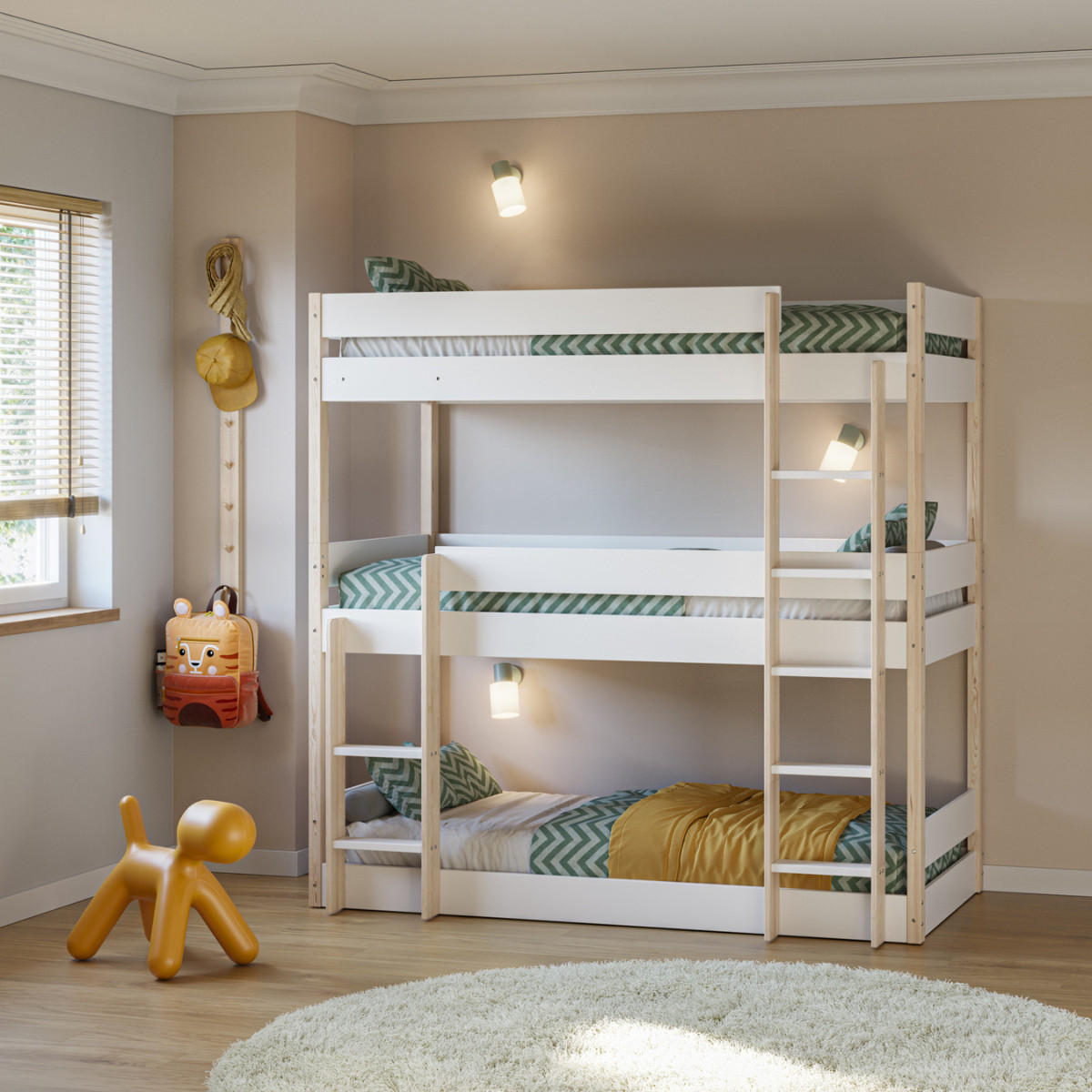 ETAGENBETT Milos Weiß 200.4/107.9/197.6 cm - Weiß, Holz (90/190cm) - Calicosy