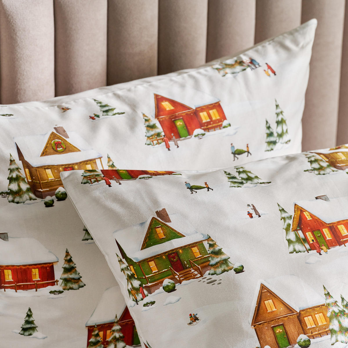 BETTWÄSCHE Satin WINHURST, 160x200 cm, Mehrfarbig, Winter Weihnachten Bettbezug, Weihnachtsdeko, Christmas, Weihnachtsmotiv - Multicolor, Textil (160/200cm) - home&you