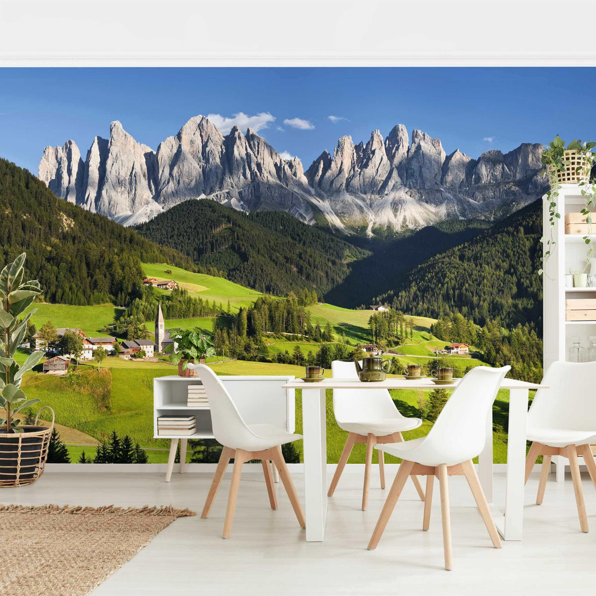 FOTOTAPETE Geislerspitzen in Südtirol 336/225 cm - Grün, Papier (336/225cm) - Bilderwelten