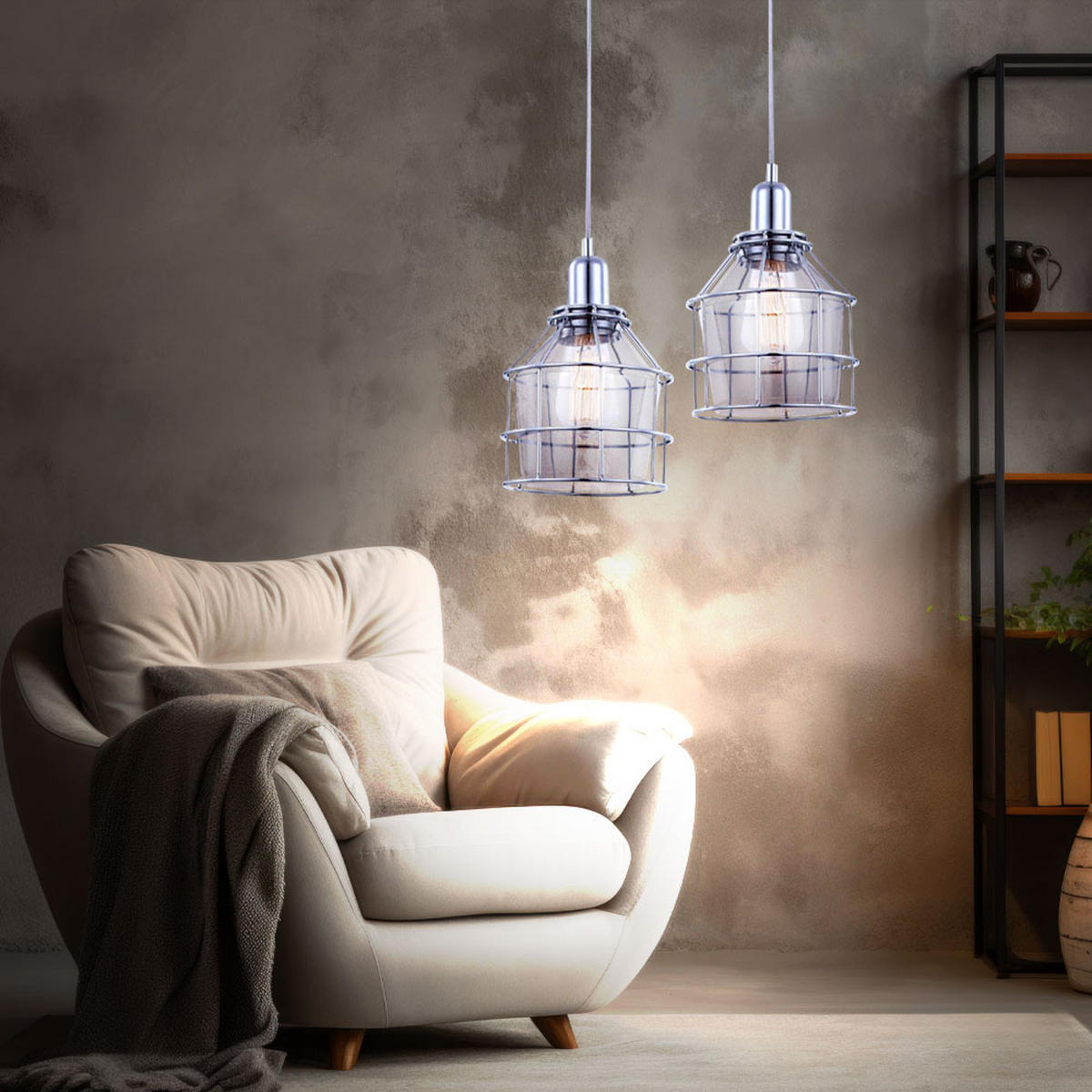 LED HÄNGELEUCHTE Metall Glas Silber - Silberfarben, Glas (16/16/124cm) - Globo Lighting